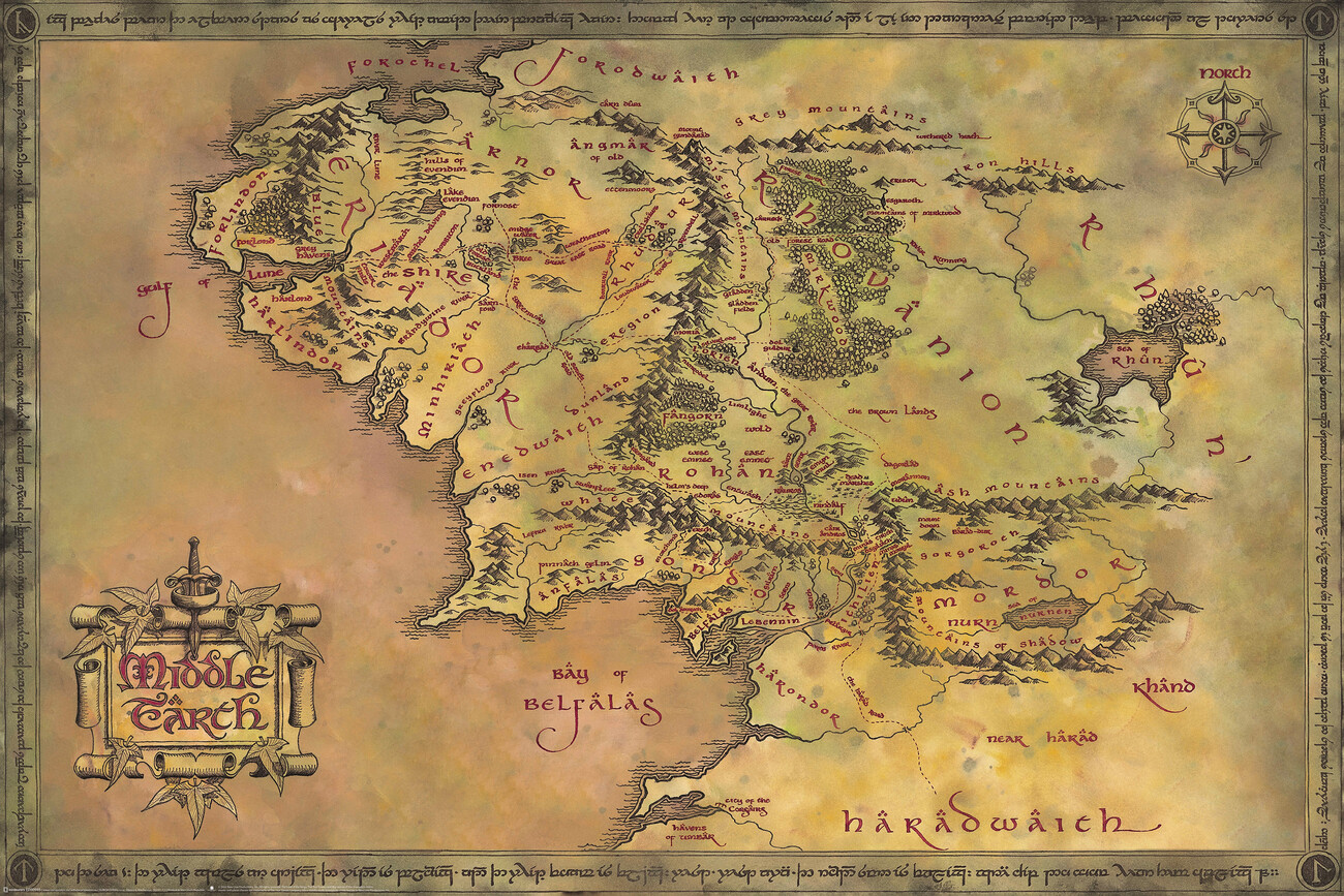 Plakat, Obraz The Lord of the Rings - Map of the Middle Earth | Plakaty ...