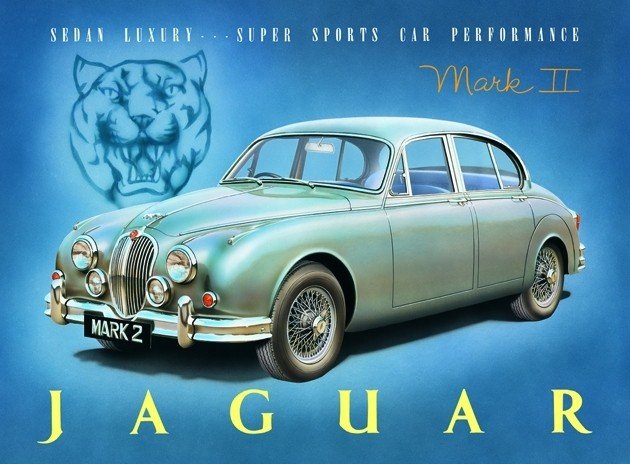 Jaguar Mk2 メタル工芸品 特注品 Plaque Jaguar MK2 | Plaques métal vintage décoratives