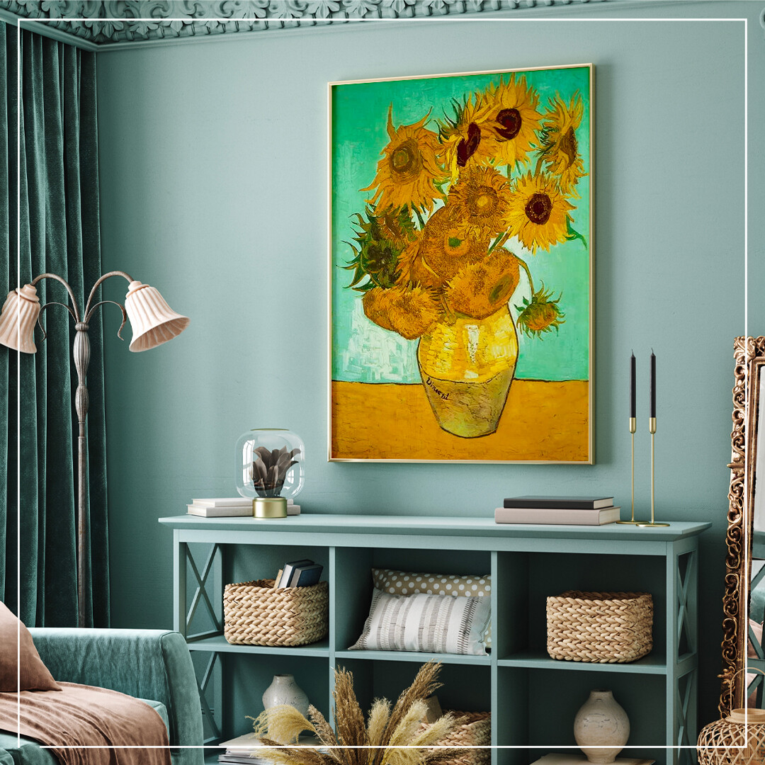 Printed Paintings Stampa Su Tela Con Telaio (70x100cm): Vincent Van Gogh - Girasoli (1889) - Quadri Moderni