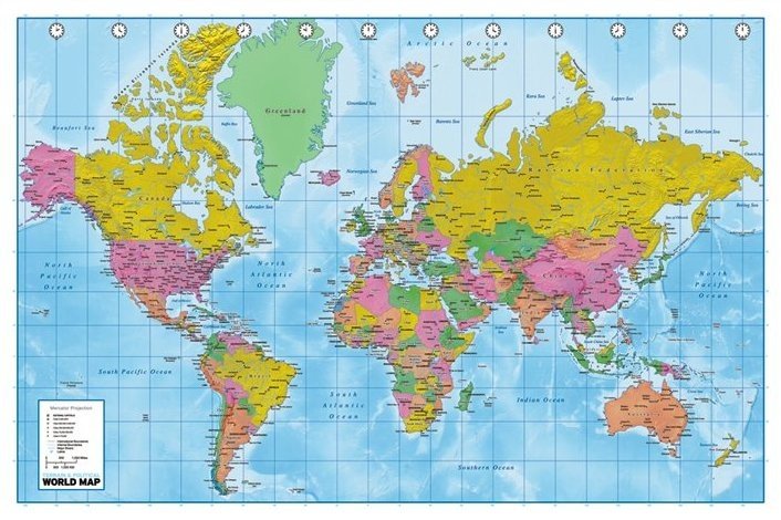  Karte von Welt  Weltkarte Politische Karte  Poster 