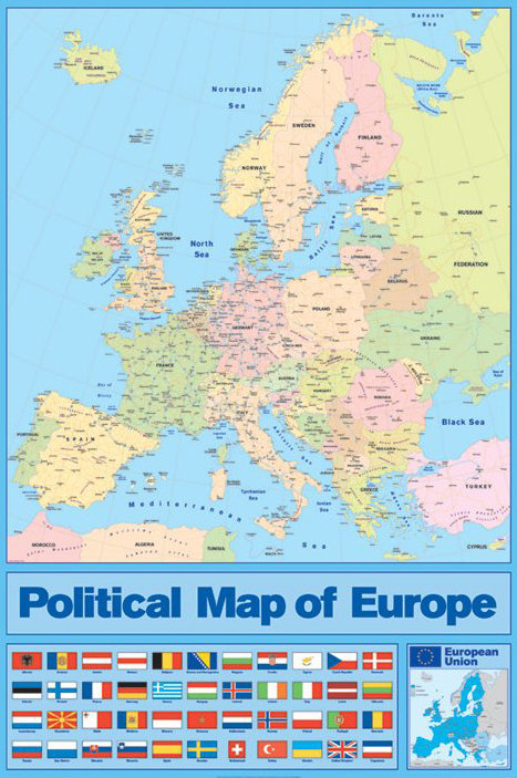 Mapa Politico De Europa Poster Lamina Compra En Europosters Es