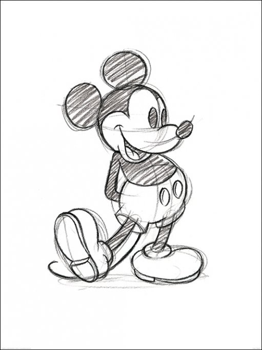 Kunst Reproductie Mickey Mouse Sketched Single Kunstdruk Bestel Nu Op Europosters Nl