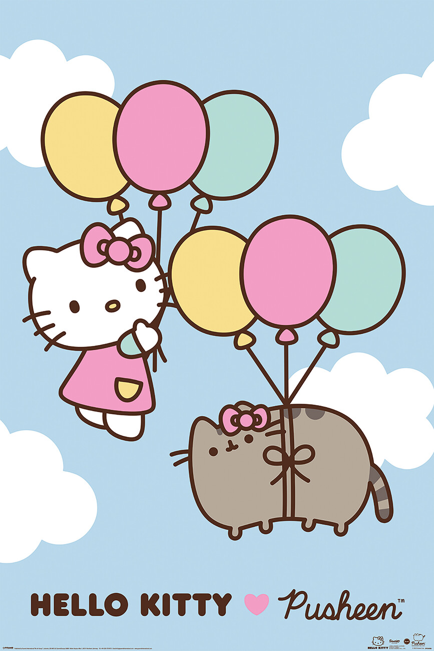 Poster, Quadro Pusheen x Hello Kitty - Up Up and Away su Europosters