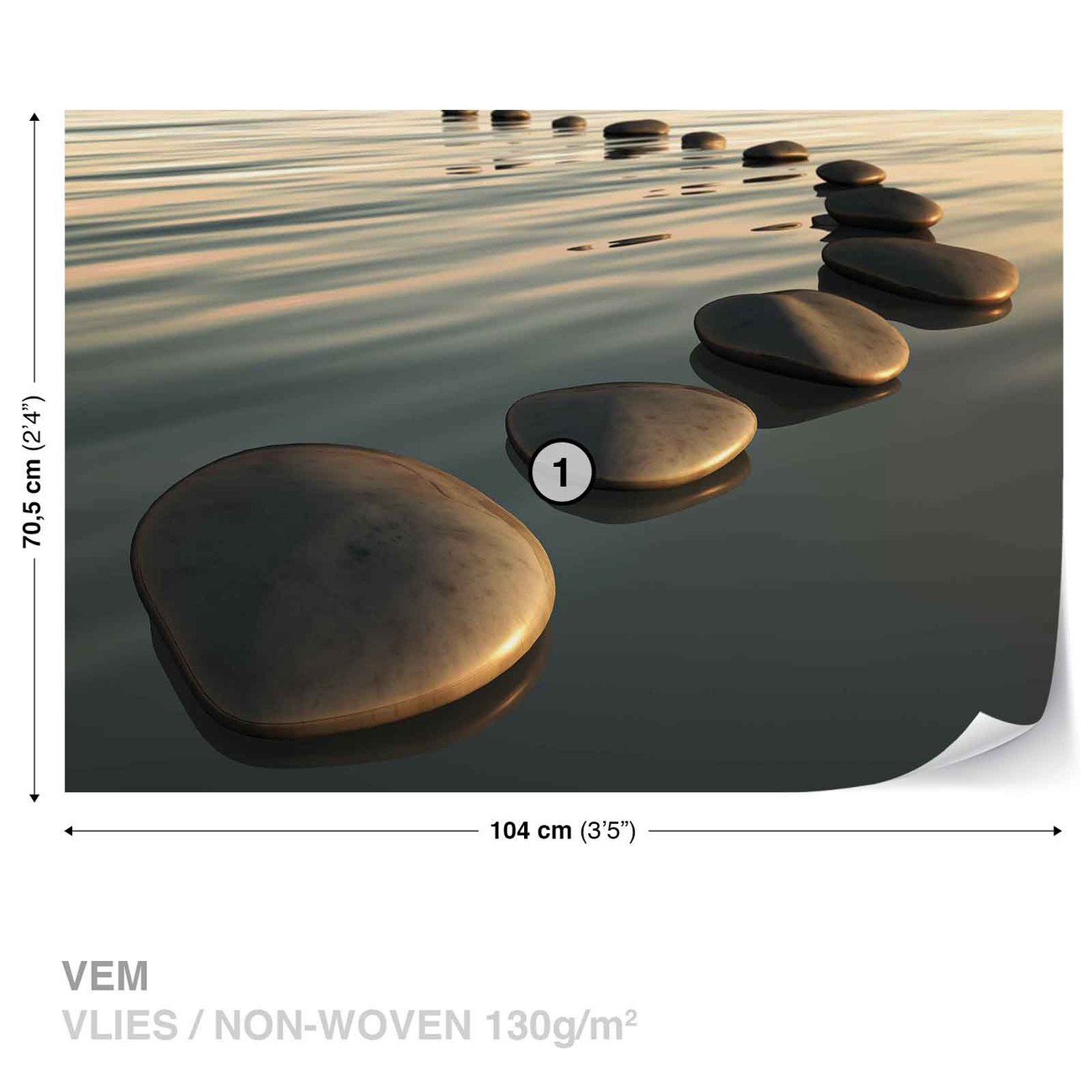 Cailloux ondulations zen Poster Mural, Papier peint Acheterle sur