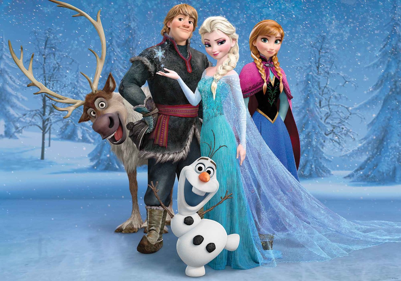 Nouveau Disney Frozen Anna & Olaf Coussin Bleu & Rose Bonhomme de neige