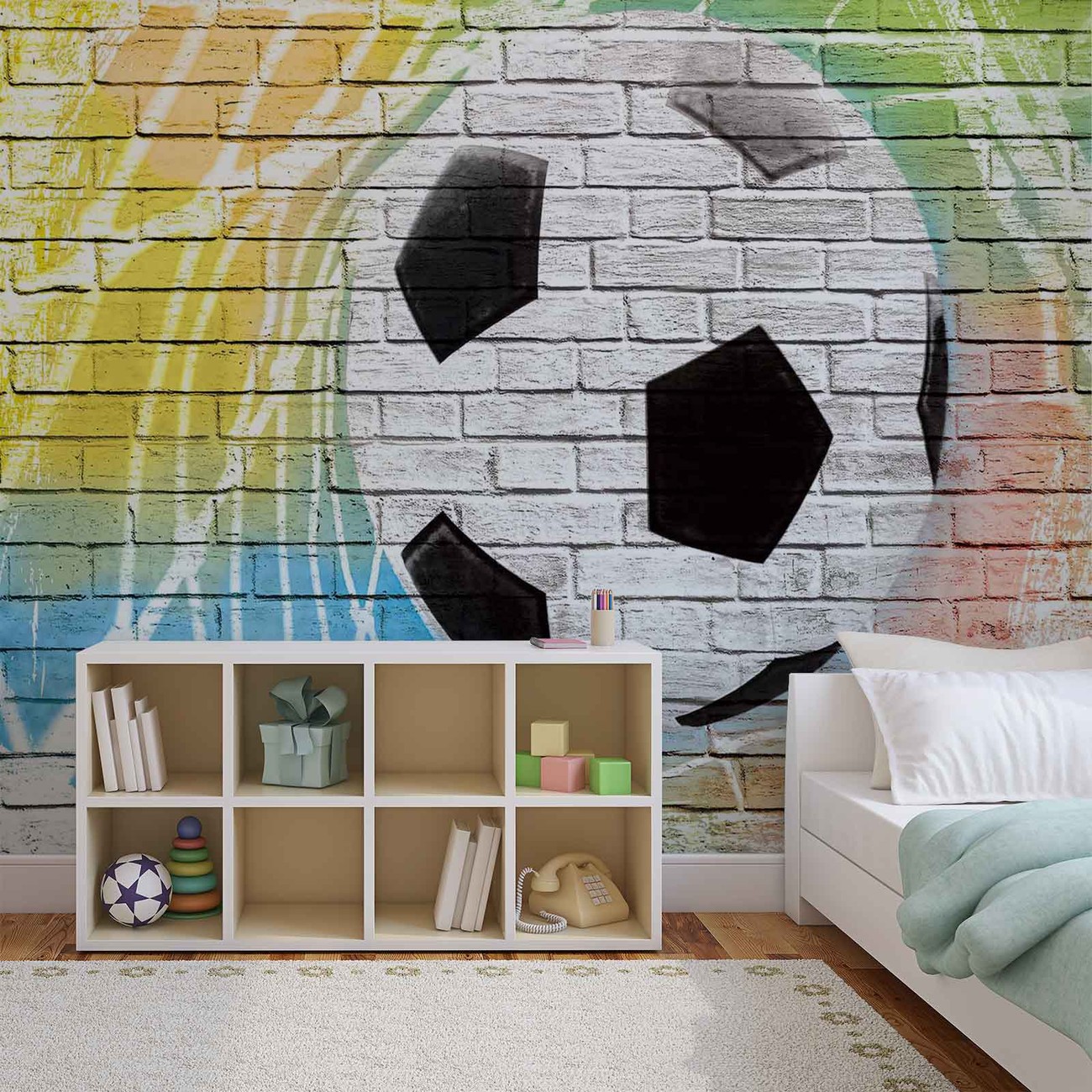 Mur en Briques Football Poster Mural, Papier peint 