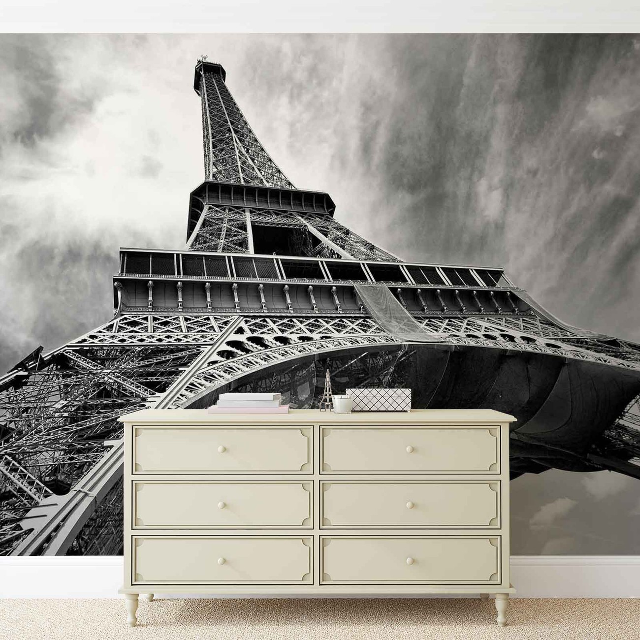 Paris Tour Eiffel Noir Blanc Poster Mural, Papier peint Acheterle