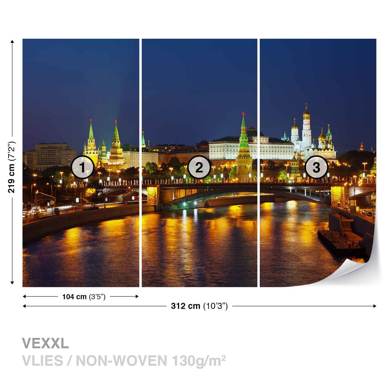 Ville de Moscou Fleuve Pont Horizon de Nuit Poster Mural 