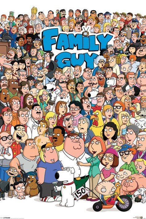 Fraude Dierentuin s nachts microfoon FAMILY GUY - characters poster | Grote posters | Europosters