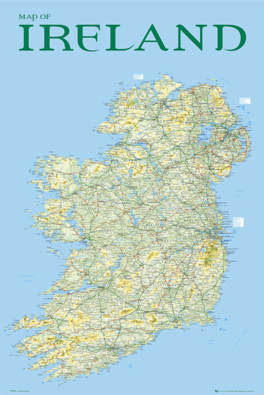 Poster Map of Ireland Wall Art 3+1 FREE UKposters