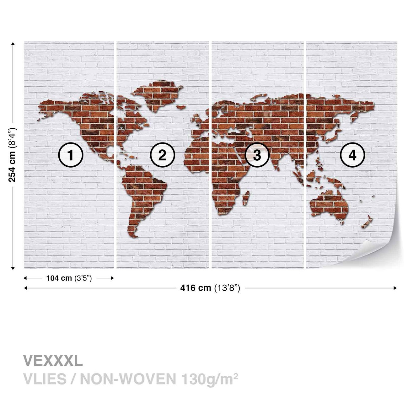 Brick Wall World Map Wall Paper Mural Buy at UKposters