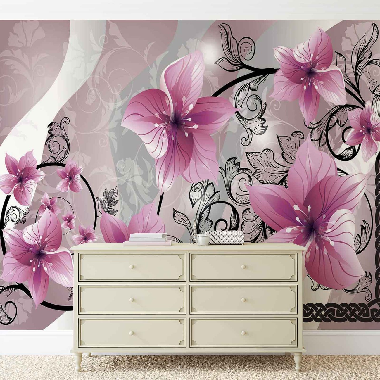 Flowers Floral Pattern Wall Paper Mural Buy at EuroPosters
