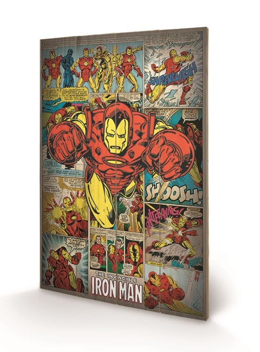 Marvel Comics Iron Man Retro Wooden Art Sold at UKposters
