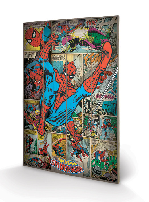 Marvel Comics Spiderman Retro Wooden Art Sold at EuroPosters