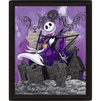 Nightmare Before Christmas - Graveyard 3D Innrammet