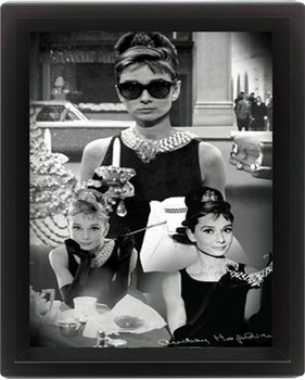 3D Plakát, Obraz s rámem AUDREY HEPBURN - montage