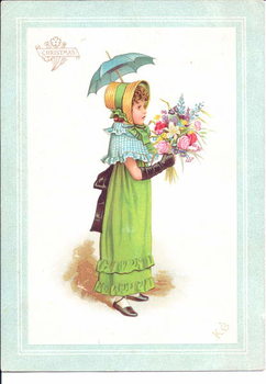 Quadro su tela A Victorian greeting card of children in fancy costume dancing
