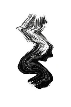 Samolepka Abstract black liquify paint brush stroke