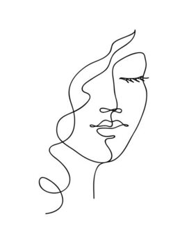 Samolepka Abstract woman face with wavy hair.