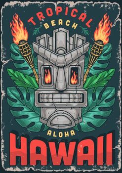 Poster Aloha Hawaii beach colorful sticker