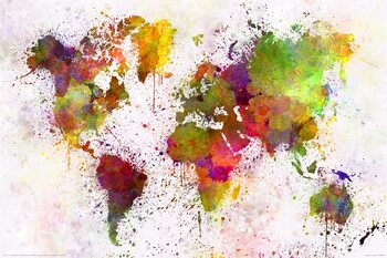 Poster Carte du monde - aquarelle