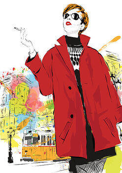 Poster Fashion girl in sketch-style