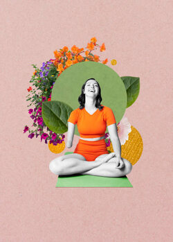 Poster female amputee doing yoga