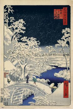 Poster Hiroshige - Meguro Drum Bridge and Sunset Hill