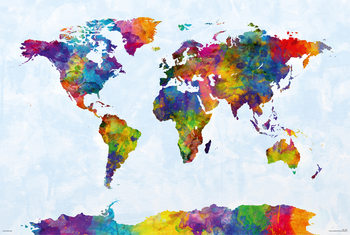 Poster Michael Tompsett - Watercolor World Map