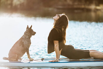 Poster Paddleboarding Woman With Dog