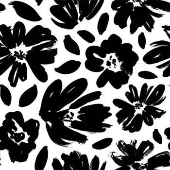 Poster Plain floral drawing seamless pattern.