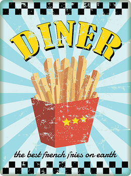 Poster retro diner sign, with french fries