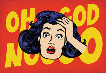 Poster Shocked, scared, confused woman. Pop art