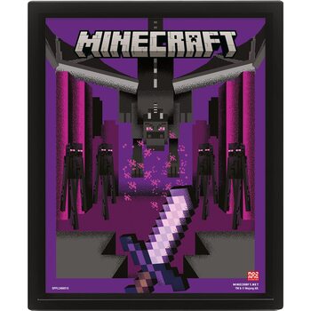 Minecraft - Ender Dragon Duel Poster en 3D encadré