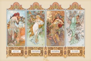 Innrammet plakat Alfons Mucha - 4 seasons