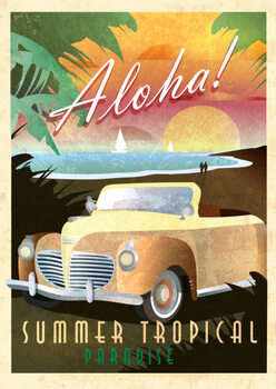 Samolepka Aloha Art Deco style Paradise classic