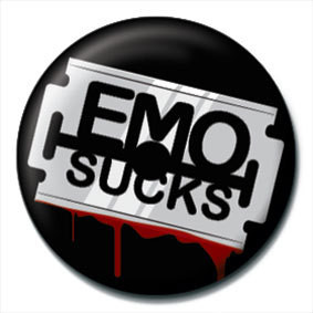 Anstecker EMO SUCKS - Razor blade