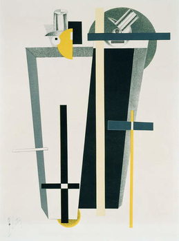 Abstract composition in grey, yellow and black Reproduction de Tableau