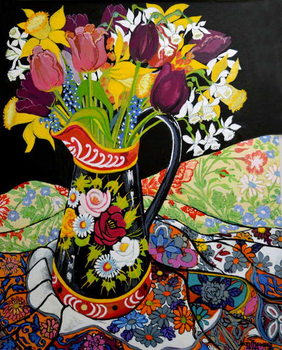 Reproducción de arte Canal Boat Jug, Daffodils and Tulips,2005