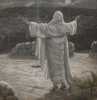 Reproducción de arte Christ Retreats to the Mountain at Night, illustration from 'The Life of Our Lord Jesus Christ', 1886-94