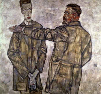 Double Portrait of Otto and Heinrich Benesch, 1913 Reproduction de Tableau