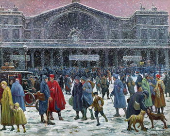 Reproducción de arte Gare de l'Est Under Snow, 1917