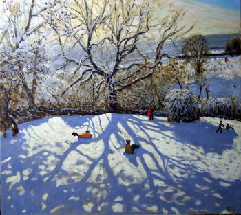 Large tree and tobogganers, Youlgreave, Derbyshire Reproduction de Tableau