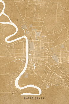 Ilustración Map of Baton Rouge, LA, in sepia vintage style