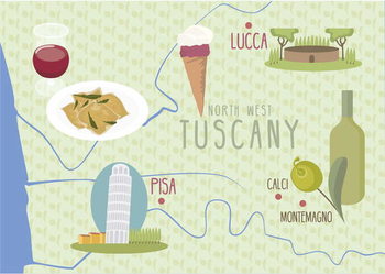 Reproducción de arte Map of Lucca and Pisa, Tuscany, Italy