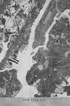 Ilustración Map of New York City in gray vintage style