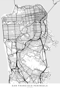 Ilustración Map of San Francisco Peninsula in scandinavian style