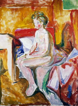 Reproducción de arte Nude on edge of bed, 1916