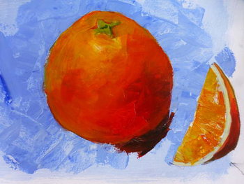 Reproducción de arte Orange and slice 2019 acrylic on paper