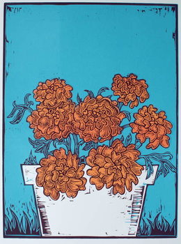 Reproducción de arte Pot of Marigolds, 2014,